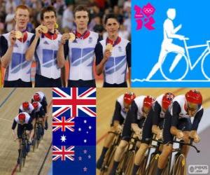 Puzzle de Podio ciclismo de pista persecución por equipos 4000 m masculino, Reino Unido, Australia y Nueva Zelanda - Londres 2012 -