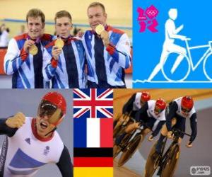 Puzzle de Podio ciclismo de pista velocidad por equipos masculino, Reino Unido, Francia y Alemania - Londres 2012 -