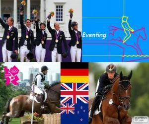 Puzzle de Podio Equitación concurso completo por equipos, Alemania, Reino Unido y Nueva Zelanda - Londres 2012 -