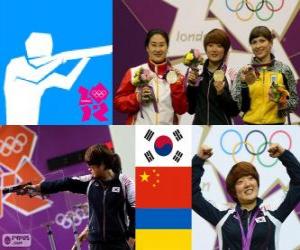 Puzzle de Podio pistola 25 m femenino, Kim Jang-Mi (Corea del sur), Chen Ying (China) y Olena Kostevych (Ucrania) - Londres 2012 -