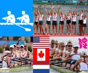 Puzzle de Podio Remo 8 con timonel femenino, Estados Unidos, Canadá y Países Bajos - Londres 2012 -