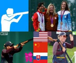 Puzzle de Podio Tiro Skeet femenino, Kim Rhode (Estados Unidos), Wei Ning (China) y Danka Barteková ( Eslovaquia) - Londres 2012 -