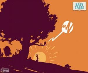 Puzzle de Por la mañana cuando la liebre se despierta ve que la tortuga esta llegando a la meta