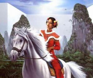 Puzzle de Princesa montando a un precioso caballo