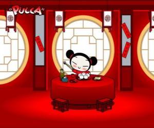 Puzzle de Pucca comiendo