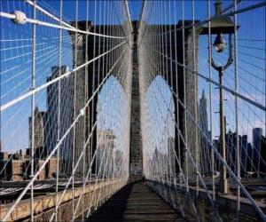 Puzzle de Puente colgante sobre el río, Nueva York