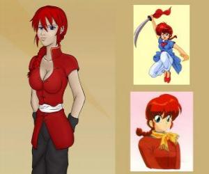 Puzzle de Ranma Saotome en su forma femenina, Ranma es el personaje principal del anime Ranma