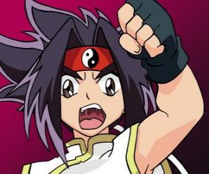 Puzzle de Ray Kon o Rei Kon, personaje de Beyblade con la cinta del Ying y el Yang en la cabeza