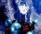 Vela de Navidad encendida