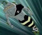 El alien acuático Ripjaws o Fauces es un Pisccis Volan, una combinación de cocodrilo, anguila y sanguijuela, del planeta Piscis