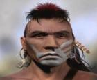 Guerrero indio con la cara pintada 