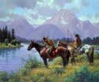 Guerreros indios a caballo