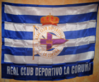 Bandera del Deportivo de La Coruña con sus colores azul y blanco