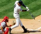 Derek Jeter (bateador) y receptor preparados para el lanzamiento