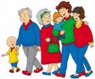 Caillou paseando con su familia
