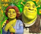 Shrek y Fiona enamorados y muy contentos