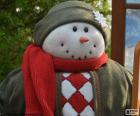 Muñeco de nieve elegante con ropa