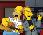 Homer Simpson cantando con un amigo
