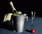 Champan o cava preparado para celebrar el fin de año