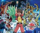 Dan Kuso, líder de los Bakugan junto alguno de ellos