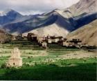 Pueblo en el paisaje, en Nepal