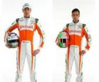 Adrian Sutil y Vitantonio Liuzzi, pilotos de la escuderia Force India F1