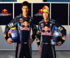 Sebastian Vettel y Mark Webber, pilotos de la escuderia Red Bull Racing