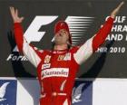 Fernando Alonso celebra su victoria en el Gran Premio de Bahrain (2010)