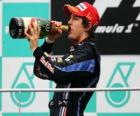 Sebastian Vettel celebra su victoria en Sepang, Gran Premio de Malasia (2010)
