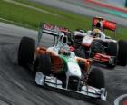 Adrian Sutil, durante la carrera en Sepang 2010, Force India