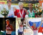 Stanislav Emelyanov campeón de 20 km marcha, Alex Schwazer y Joao Vieira (2º y 3ero) de los Campeonatos de Europa de atletismo Barcelona 2010