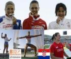 Sandra Perkovic campeona en lanzamiento de disco, Nicoleta Grasu y Joanna Wi&#347;niewska (2ª y 3era) de los Campeonatos de Europa de atletismo Barcelona 2010