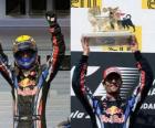 Mark Webber celebra su victoria en Hungaroring, Gran Premio de Hungría (2010)