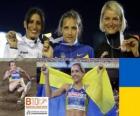 Olha Saladuha campeona de Triple salto, Simona La Mantia y Svetlana Bolshakova (2ª y 3era) de los Campeonatos de Europa de atletismo Barcelona 2010