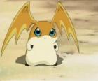 Patamon es el digimon compañero de TK, es la digievolución infantil de Potomon y Tokomon
