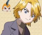 Matt Ishida y su digimon Tsunomon.  Tsunomon es la forma en formación de Gabumon