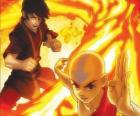 Aang y Zuko luchando
