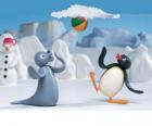 Pingu y Robby la foca juegan con el trineo 