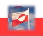 Bandera de Groenlandia, territorio autónomo perteneciente al Reino de Dinamarca