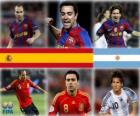 Nominados para el Balón de Oro de la FIFA 2010 (Andrés Iniesta, Xavi Hernández, Lionel Messi)