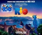 Cartel de la película Rio, con unas bellas vistas sobre la ciudad de Rio de Janeiro