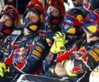 Mecánicos de Red Bull viendo la carrera