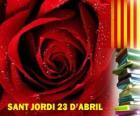 El 23 de abril, día de San Jorge, se celebra en Cataluña la Fiesta del Libro y la Rosa