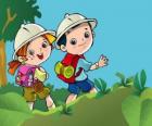 Dos pequeños exploradores en una expedición