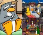 Sensei es un pingüino muy sabio que vive en el Dojo y les enseña a los pingüinos a ser ninjas