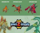 Jetcrab en sus tres fases Jetcrab Pup, Jetcrab Scout y Jetcrab Max, de Invizimals