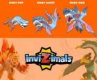 Moby en sus tres fases Moby Pup, Moby Scout y Moby Max, de Invizimals