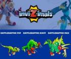 Rattleraptor en sus tres fases Rattleraptor Pup, Rattleraptor Scout y Rattleraptor Max, de Invizimals