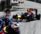 Sebastian Vettel celebra su victoria en el Gran Premio de Mónaco (2011)