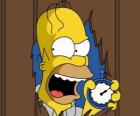 Homer Simpson gritando con un cronometro en la mano